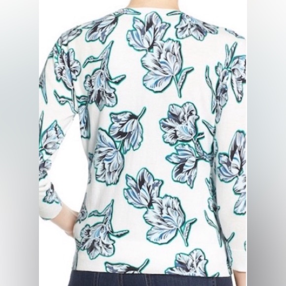 Halogen White with Blue and Green Floral Button Front Cardigan Sweater Size XL - Picture 6 of 16